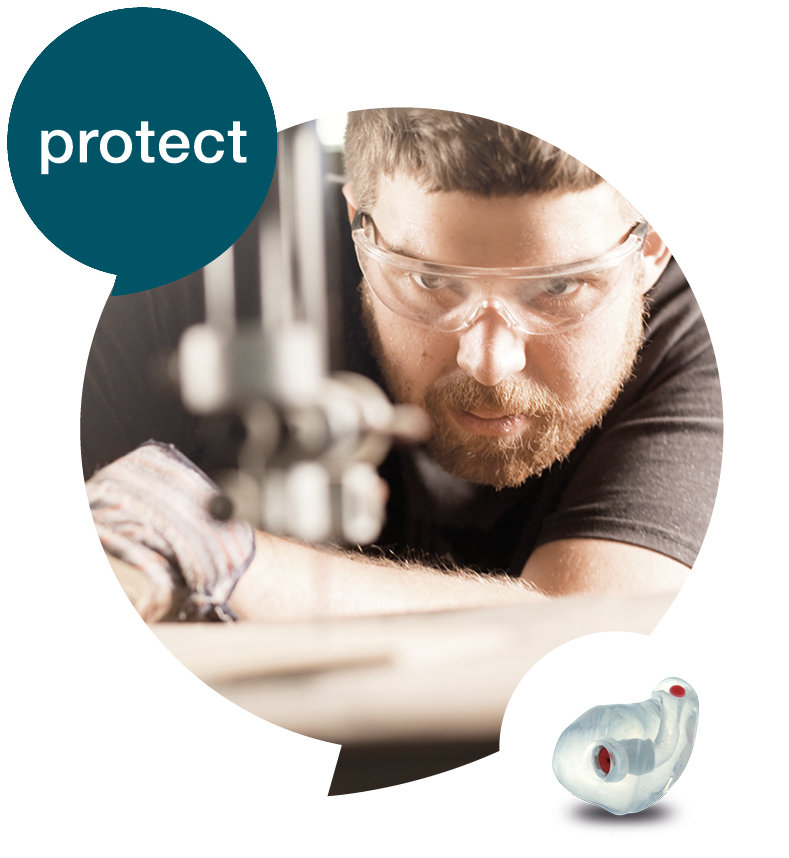 earcon protect Logo mit visualisiertem Schaubild.