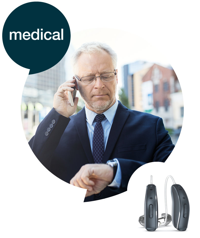 earcon medical Logo mit visualisiertem Schaubild.